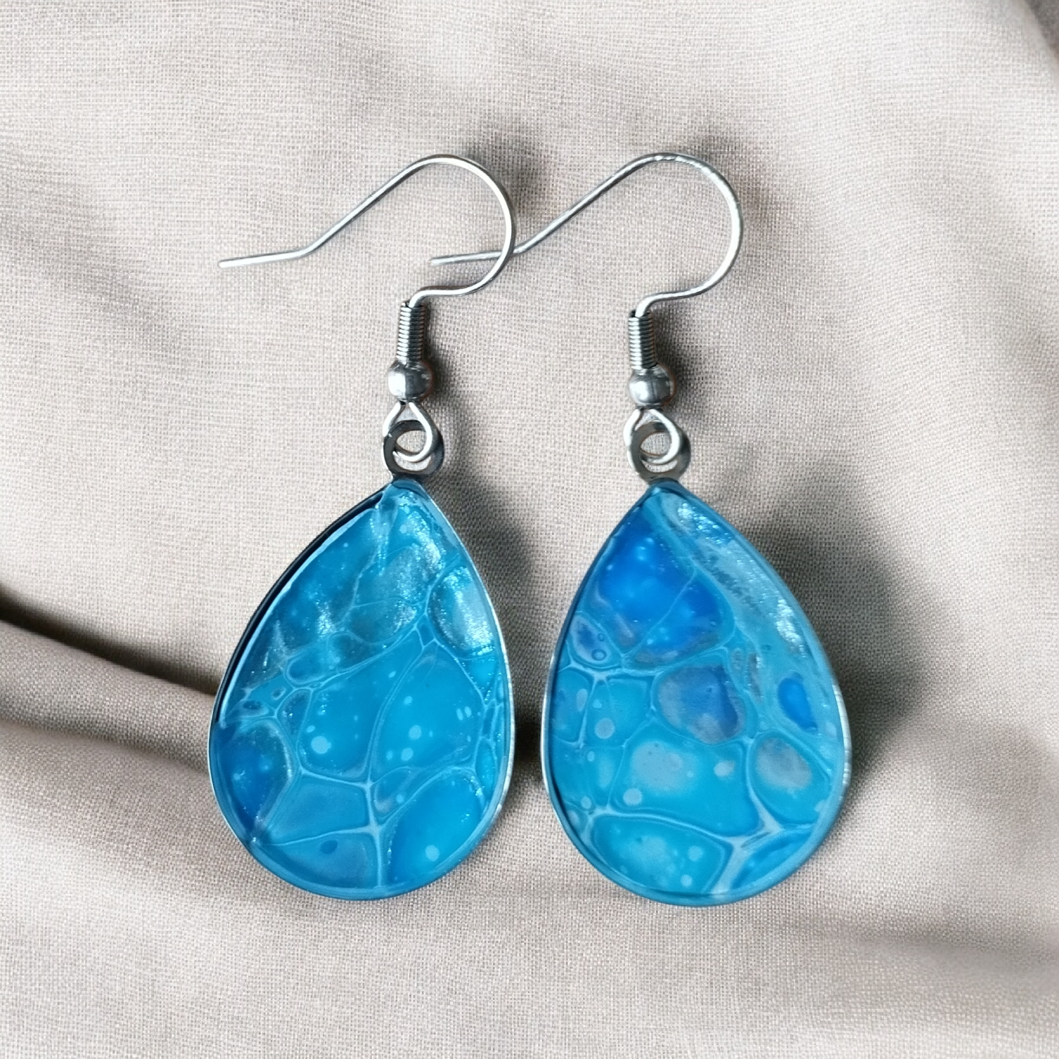 Boucles d'oreilles Gouttes de couleurs- Aqua