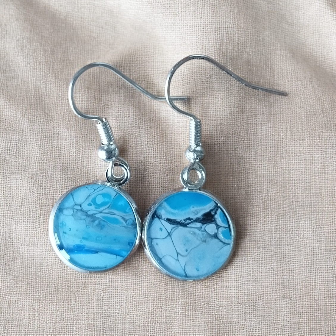 Boucles d'oreilles bulles de couleurs- Aqua